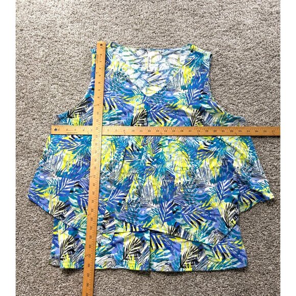 LULU B Leaf Print Sleeveless V-Neck Layered Top Womens 1X - Picture 3 of 8